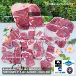 Mutton LEG BONELESS paha domba frozen Australia MIDFIELD half 1/2 cuts +/- 1.8 kg (price/kg)